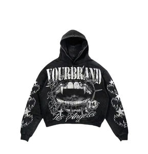 Ensemble survêtement d'hiver personnalisé imprimé en deux pièces |   Sweat-shirt et pantalon de jogging surdimensionnés |   Vêtements de rue écologiques coupe-vent avec motif flamme | - Product Image 3