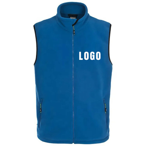 Venta al por mayor de los hombres de talla grande de invierno transpirable chaqueta de lana Polar 100% de poliéster sin mangas de cuello alto con cremallera completa logotipo personalizado - Product Image 4