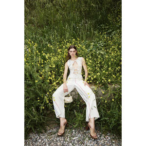 Pantalon pour femme GRIMELANGE DEIA en mélange de lin avec taille élastiquée et détails rayés - Product Image 4