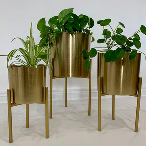 Support de plante en or personnalisé avec support pour plantes en pot, support de plante avec pot amovible, décoration intérieure et extérieure - Product Image 1