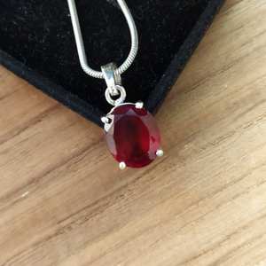 Colgante de Granate Hessonita Hecho a Mano, Ovalado, de Plata de Ley, Joyería de Piedra de Nacimiento, Regalo para Niñas y Mujeres, Alta Calidad, Clásico - Product Image 4