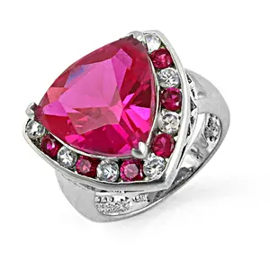 Bague en rubis trillion en pierre naturelle tendance et élégante plaquée or rose pour femmes - Product Image 3