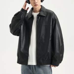Manteau universitaire Letterman de baseball avec logo brodé personnalisé blouson aviateur en cuir à fermeture éclair pour hommes - Product Image 1