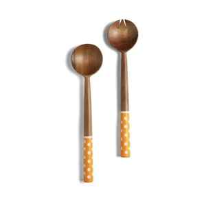 Ensemble de serveurs à salade décoratifs en métal argenté poli avec manche en résine marron populaire pour les dîners de mariage - Product Image 5