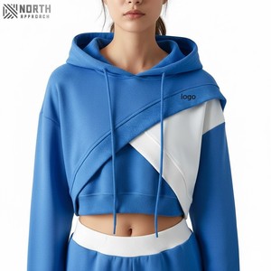 Women's High Quality Cotton Korean Letter Print Long Sleeve <b>Cropped</b> Hoodies Wholesale Knitted Hoodies For Woman Reversible - Product Image 4