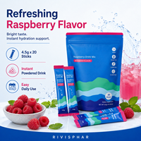 Poudre de mélange de boisson électrolytique végétalienne sans sucre pour adultes, 6 minéraux essentiels, saveur framboise, soutien à l'hydratation, complément alimentaire