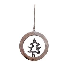 Árbol de Navidad de aluminio más vendido, acabado en plata, anillo colgante de madera, accesorios decorativos para festivales, colgantes de pared decorativos - Product Image 4