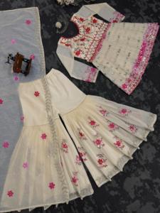 Beau costume de créateur et Sharara-Dupatta avec travail de séquence - Product Image 2