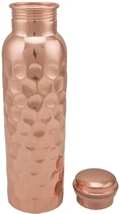 Handcrafted Floral Print Pure Copper <b>Water</b> <b>Bottle</b> Lacquer Coated Ayurvedic Copper Drinkware Vessel - Product Image 2