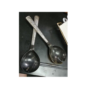Juego de servicio de ensalada de cuerno de búfalo de Venta caliente con mango de acero Juego de servicio de barra de ensalada Cuchara y tenedor productos de última calidad - Product Image 1