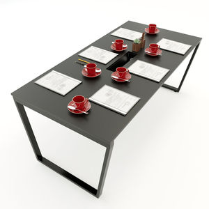 SFTC009-Minimalist Style 2-<b>Sided</b> Metal Frame Small Wood and Rubber <b>Table</b> for Meetings - Product Image 4