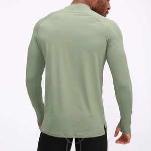 Fully Customizable Outdoor Workout Fitness Sports Wear Slim Fit 1/4 Quarter Zip <b>Long</b> <b>Sleeve</b> <b>Men</b> Jogging Compression <b>Gym</b> Shirt - Product Image 4