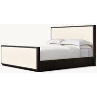 Meubles en bois massif modernes, lit double en bois, lit king size, lit avec panneau en tissu et pied de lit