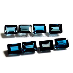Piedra preciosa de Topacio Azul de Londres genuina 7x5mm forma Rectangular gemas de topacio facetadas sueltas Londres azul Topacio piedra preciosa de corte Esmeralda - Product Image 1