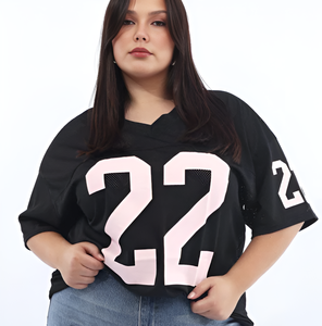 Hot Trending Womens Plus Size Oversized Black Numeric Graphic T Shirt Algodón Ropa De Mujer OEM ODM Premium Supply Bangladesh - Product Image 1