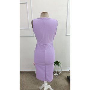 Vestido midi de crepé importado con cuello cruzado sin mangas para mujer, 34522 - Lila - Product Image 6