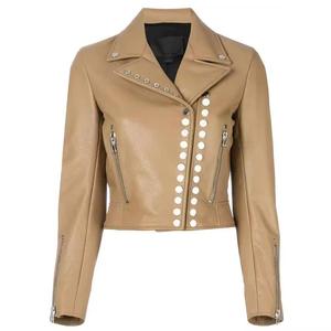 Style populaire mode automne conception logo personnalisé femmes une pièce veste en cuir fermeture éclair vêtements adulte solide - Product Image 1