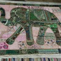 Индийская художественная занавеска сари, лоскутный настенный гобелен, настенный фон, художественный настенный гобелен ручной работы