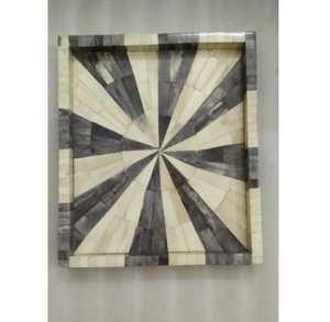 Bandeja con incrustaciones de hueso hecha a mano, bandeja de acabado clásico, producto de supermercado, Color blanco y negro, venta al por mayor - Product Image 1