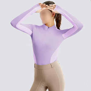 Couche de base de haute qualité pour femmes, tissu extensible, manches longues, logo personnalisé, tissu doux au toucher, chemise de base pour l'équitation, couche de base pour femmes - Product Image 3