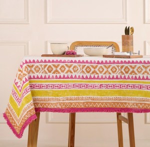 Mantel de algodón estampado con bloque de mano, cubierta de mesa de comedor Bohemia, 52x70, Lino de mesa Floral indio, Decoración de cocina de granja - Product Image 5