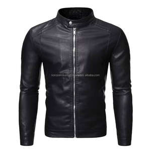 Veste en cuir noire coupe slim coupe-vent de haute qualité classique pour motard en PU imitation cuir pour hommes Chaqueta De Cuero - Product Image 2