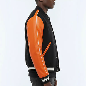 Chaqueta Varsity Impermeable de Lona de Corte Holgado Personalizada de Alta Calidad para Hombre con Logotipo Bordado en Chenilla Personalizado - Product Image 3