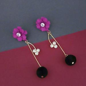 Urthn Vintage Pink Floral <b>Gold</b> Plated Chandelier <b>Earrings</b> Cute 18K <b>Gold</b> <b>Drop</b> <b>Earrings</b> with Pearl 1315708D - Product Image 1