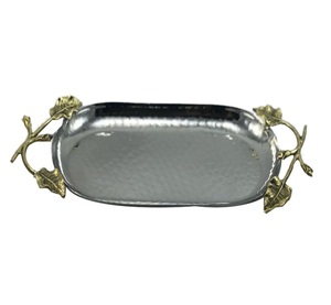 Bandejas Decorativas de Aluminio con Asas, Diseño Moderno, Forma Rectangular, Patrón Vertical, Multifuncionales, Novedad para Acción de Gracias - Product Image 1
