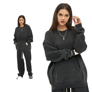 Superventas French Terry Oversized Mens Acid Vintage Sudaderas Washed Ribbed Crew Neck Sudaderas - Product Image 4