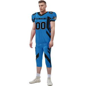 Conjuntos de uniformes de fútbol americano hechos de poliéster Ropa deportiva de color azul Kits de uniformes de fútbol americano con diseño y tamaño personalizados - Product Image 4