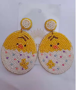 Pendientes de cuentas de zanahoria de conejito de Pascua Multicolor, joyería de estilo clásico hecha a mano para mujeres y niñas, regalo de vacaciones de primavera - Product Image 1