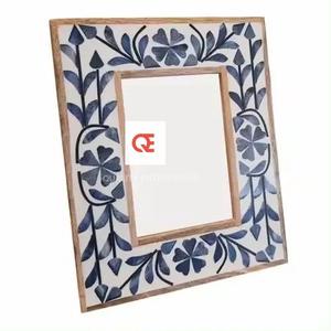 Cadre photo en résine avec incrustation d'os d'animal, artisanal, écologique et luxueux, articles décoratifs rustiques et en résine - Product Image 3