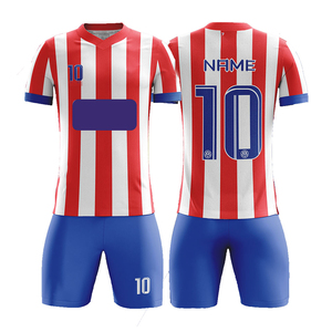 Conjunto de Uniforme de Fútbol Deportivo de Verano Sublimado Personalizado de Alto Rendimiento, Transpirable, Cuello en V, Manga Corta, Pantalones Cortos de Fútbol de Secado Rápido - Product Image 6