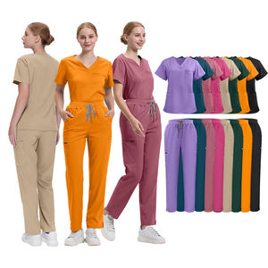 Tenues d'hôpital d'été réutilisables de qualité supérieure, souples, extensibles et respirantes, ensemble pour femmes, uniformes de soins infirmiers, tissu peigné de haute qualité - Product Image 5