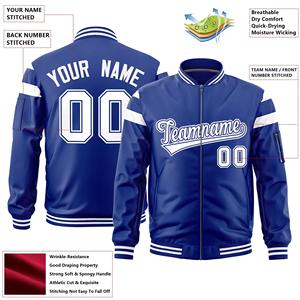 Vente en gros Varsity Full-Zip Letterman Bomber Jacket Épaule contrastée Color Block Baseball Jacket Veste en jersey personnalisable - Product Image 3