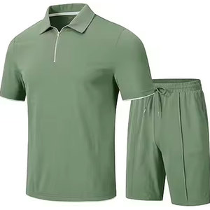 Ensemble décontracté d'été Hip Hop unique et simple pour hommes T-shirt en coton respirant avec short imprimé Motif tricoté respirant - Product Image 2