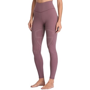 Femmes sans couture taille moyenne respirant Spandex/Polyester Gym Fitness Legging motif solide vêtements de sport taille élastique Yoga Leggings - Product Image 1