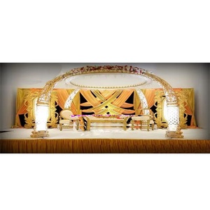 Latest Golden Trunk Pillar <b>Wedding</b> Stage Set Asian Sri Lankan <b>Wedding</b> Stage Decorations Mogul Asian Stage Set - Product Image 1