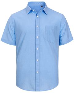 เสื้อผู้ชายแขนสั้นลายทางไซส์ใหญ่พิเศษของผู้ชายเสื้อใส่เล่นยิมแบบติดกระดุมคอเสื้อพับลงแบบสั่งทำได้แฟชั่นฤดูร้อน - Product Image 3