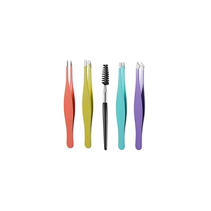 4 Pcs Stainless Steel Tweezers Instrument Set for Eyebrows with Leather Case Manual Use - Product Image 6