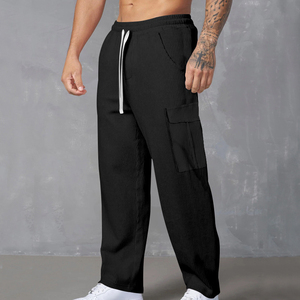 2025 bas quantité minimale de commande hommes transfrontalier Cargo pantalon grande poche Patchwork couleur unie décontracté sport lâche OEM ODM - Product Image 1