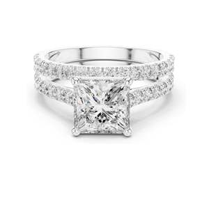 Conjunto de Anillos de Boda con Diamante de Laboratorio Corte Princesa de 2.46 CT, Claridad VVS-VS EF, Oro de 18KT/14KT/10KT, Plata 925, Oro Rosa/Amarillo/Blanco - Product Image 2