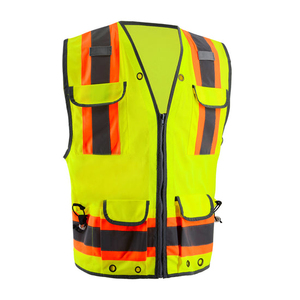 Custom Logo <b>Reflective</b> Jacket Style Lightweight Hi Vis Polyester Mesh Safety <b>Vest</b> Adjustable Size for Plus Size Men Engineers - Product Image 4
