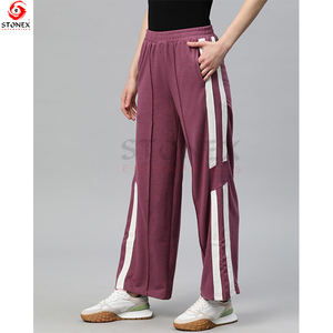 La mejor personalización recta pierna ancha raya lateral estilo mujeres pantalones Cargo/pantalones de chándal venta - Product Image 3