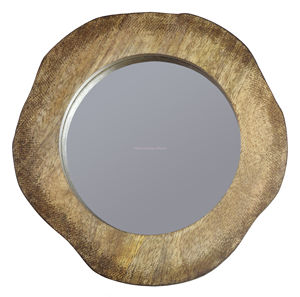 Miroir mural rond en bois fait à la main, de luxe, écologique, durable, style Art déco, pour salon, salle de bain et chambre à coucher, décoration de haute qualité - Product Image 5