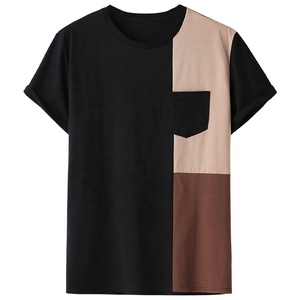 <b>Men's</b> Striped Round Neck Short Sleeve Tee <b>Shirt</b> Casual Outdoor Summer Color Blocked Tshirt <b>with</b> <b>Pocket</b> - Product Image 1