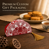 Boîte cadeau en papier semi-circulaire à couvercle rabattable, logo personnalisé, estampage à chaud en or, doublure en éponge pour emballage de cosmétiques et de desserts, vente en gros OEM