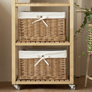 Wholesale Handmade Rattan Storage <b>Basket</b> with Fabric Lining, Eco-Friendly Rectangular Organizer for Living Room & <b>Laundry</b> - Product Image 3