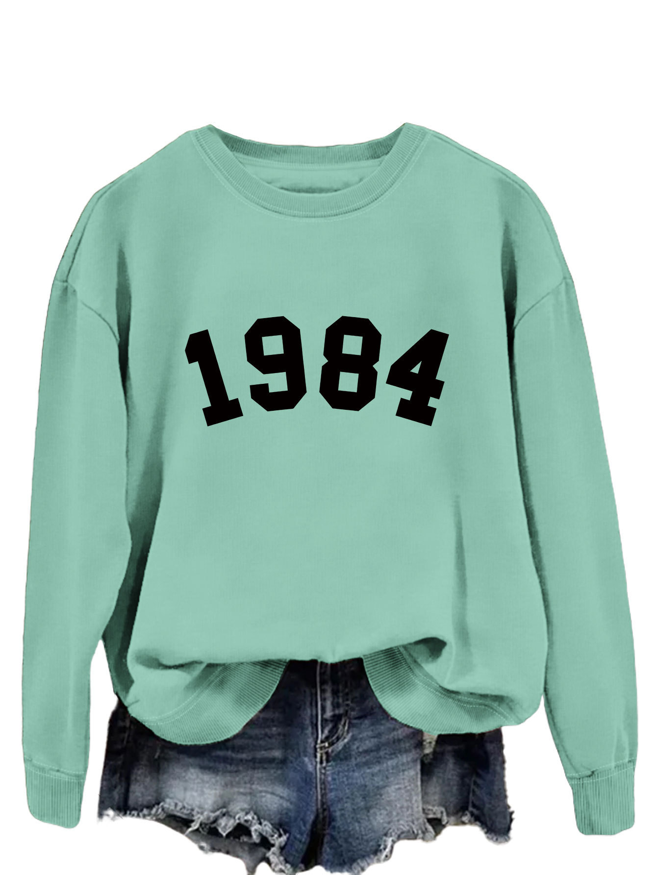Light green sweatshirt (black font)